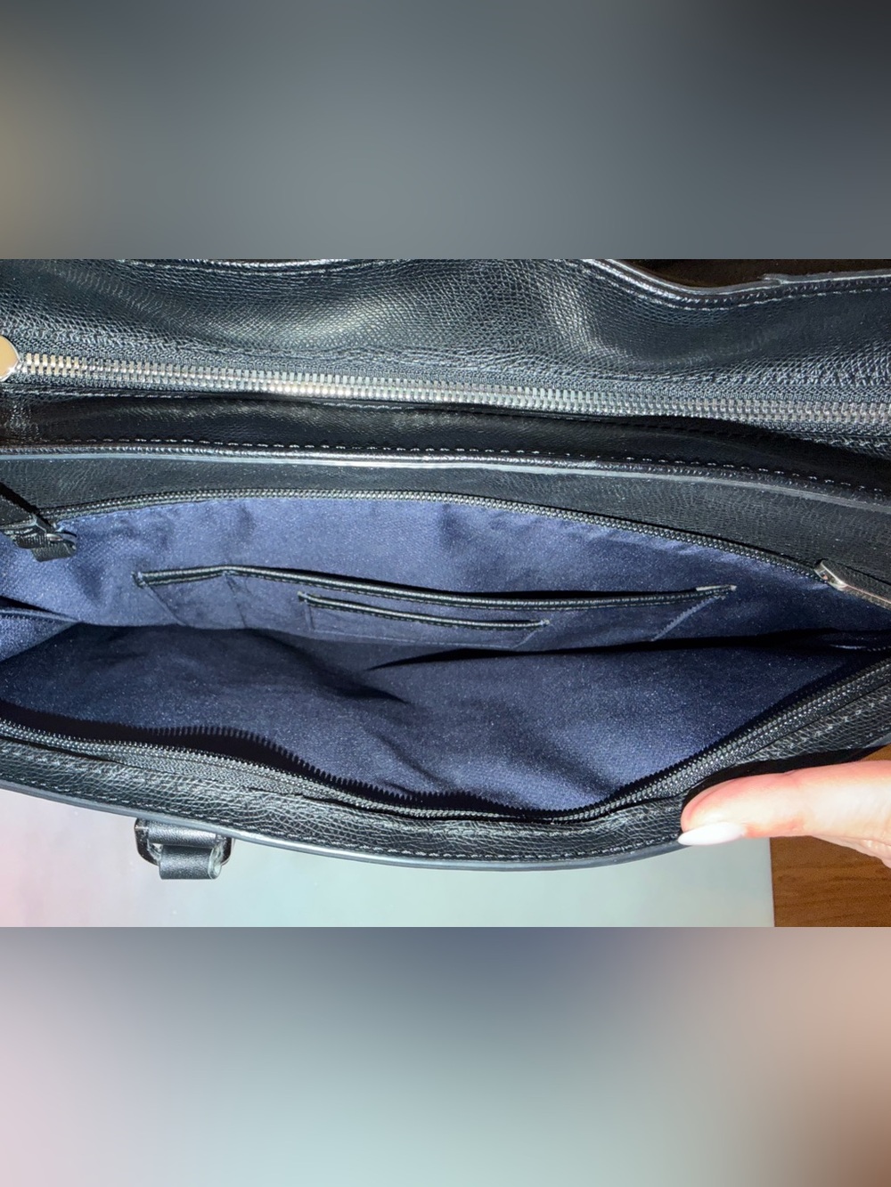 Tumi Sinclair Nora Black Textured Saffiano Leather Laptop Business Tote Bag - Picture 7 of 11
